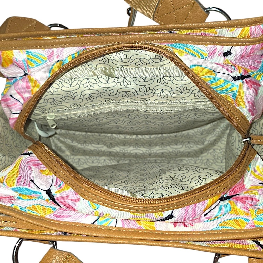 Lily Bloom Landon Satchel Stain Glass Butterfly Recycled Fabric Bag NWT - Picture 3 of 4